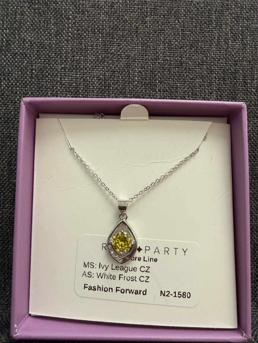Ryze Party sterling Silver Teardrop Necklace with Yellow Cubic Zirconia